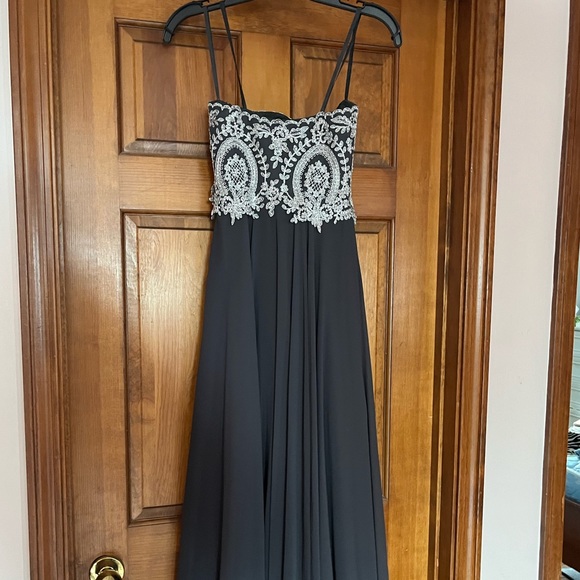 Dresses Once Worn Dark Grey Prom Dress With Silver Details Poshmark